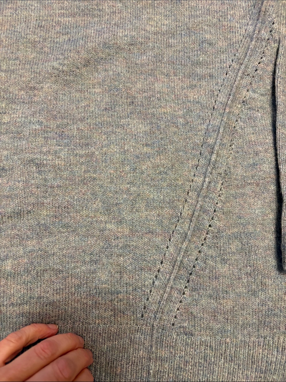 Women’s Gray Crewneck Sweater with Shoulder Eyelet Detail - Picture 4 of 8